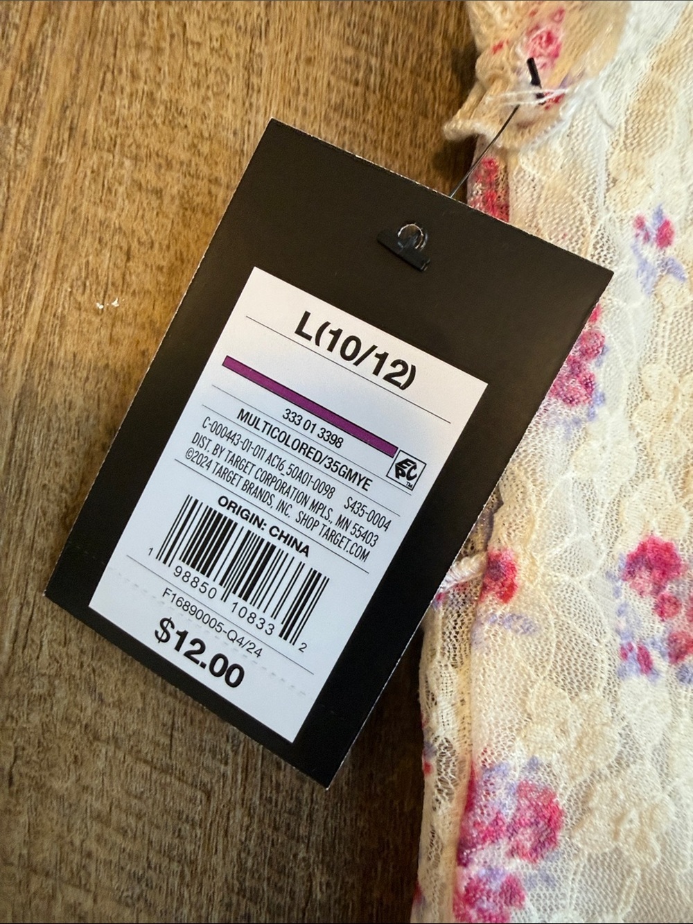 NWT Art Class Girls Cream Lace Top with Pink Floral Print Size Large 10/12 - Picture 8 of 8